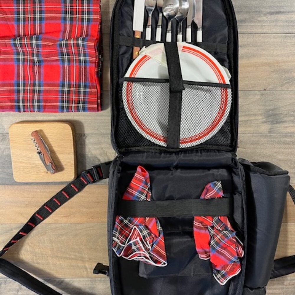 Picnic Time Insulated Backpack 2 Person W/Detachable Wine Cooler Black NEW